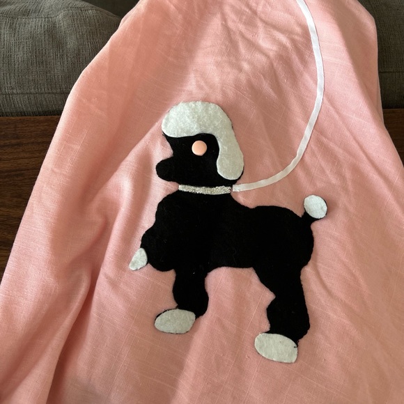 Doranle vintage handmade poodle skirt 50d girl costume authentic pink b&w - Picture 5 of 5